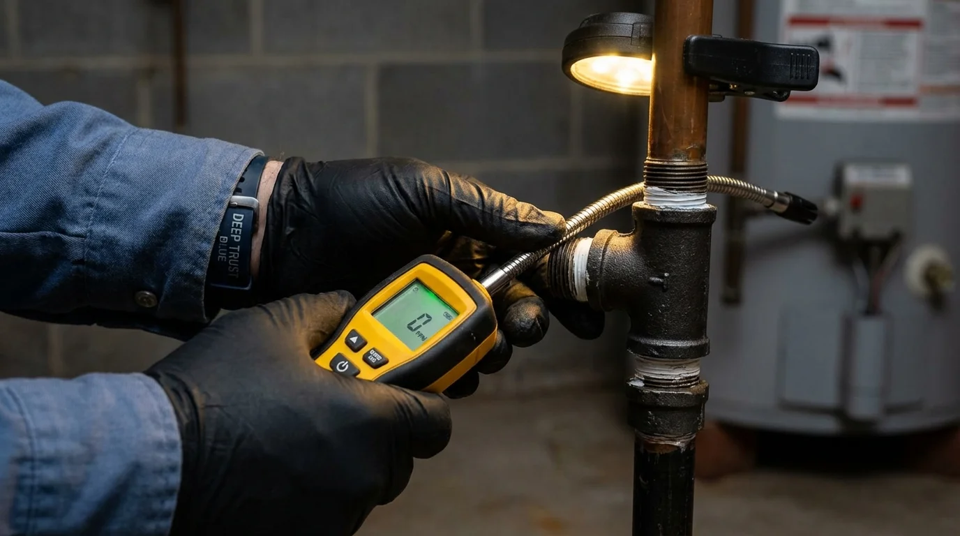 Gas leak detection with electronic sniffer by Johns Plumbing LLC in Winnie